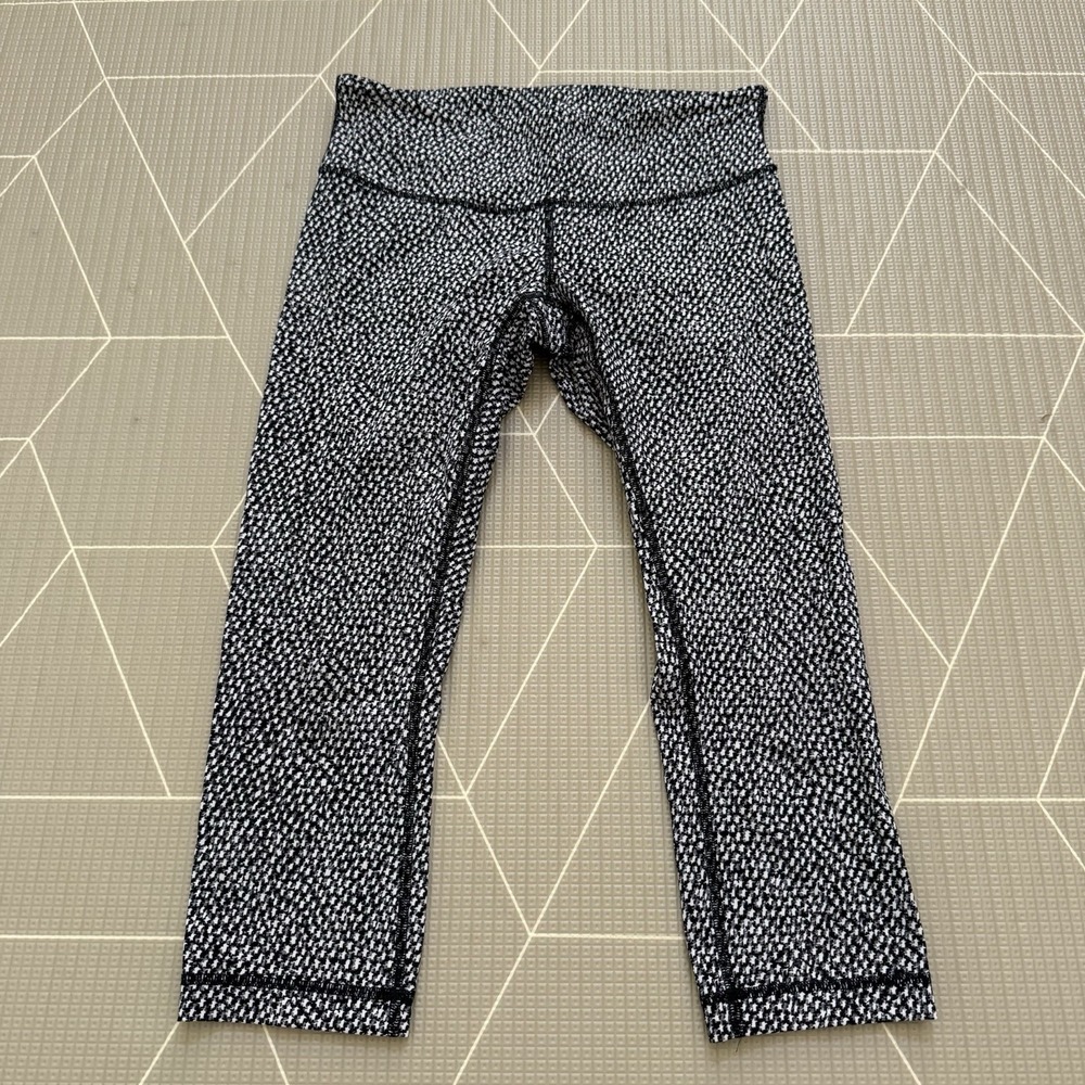 Lululemon Wunder Under Crop Leggings 8 Scatter Star Artic Grey‎ Black Y2K